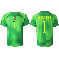 Koszulka piłkarska Brazylia Alisson Becker #1 Bramkarska Strój wyjazdowy MŚ 2022 tanio Krótki Rękaw
